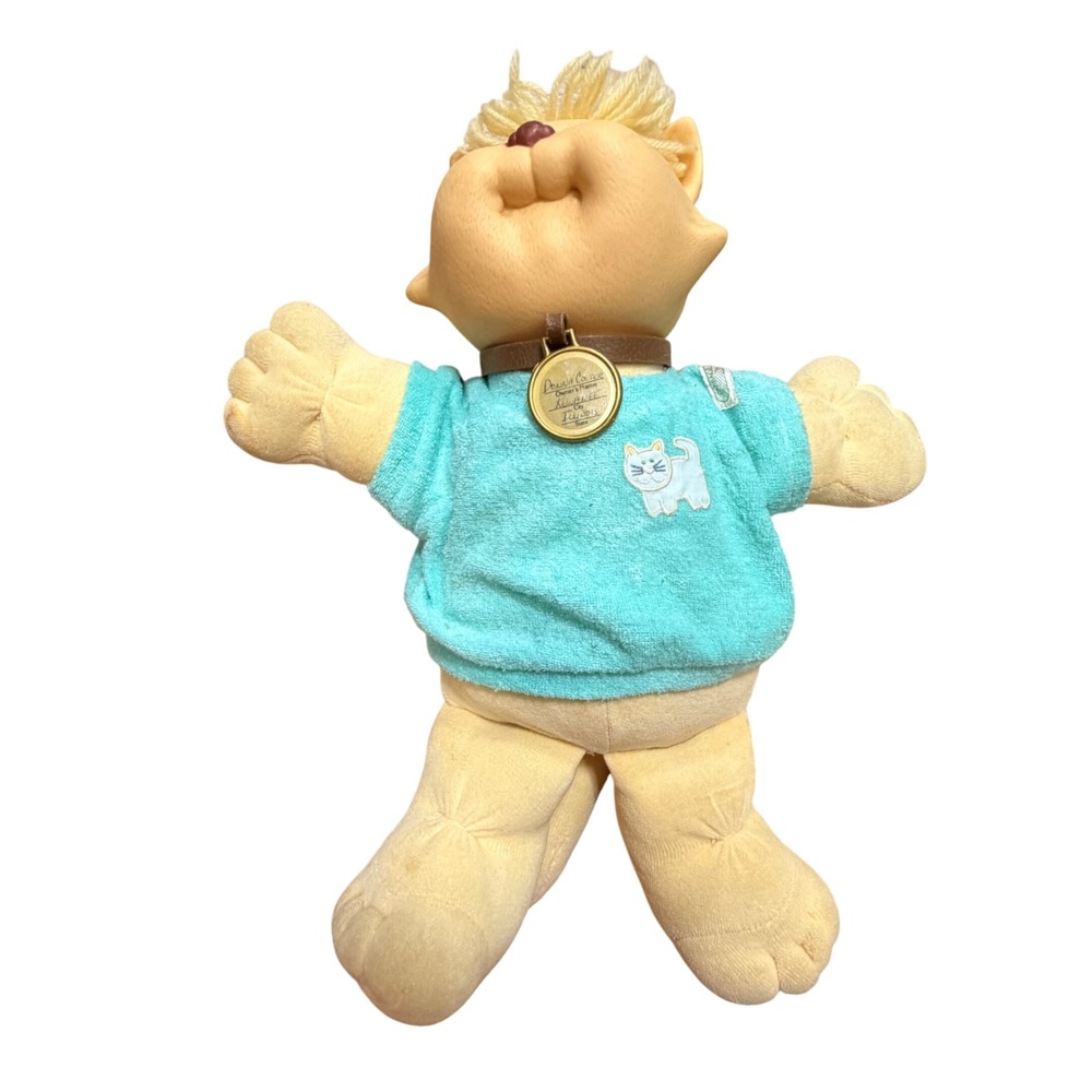 Vintage 1983 Cabbage‎ Patch Kids Koosas Plush Cat Tan Teal Shirt Coleco 80s Toy